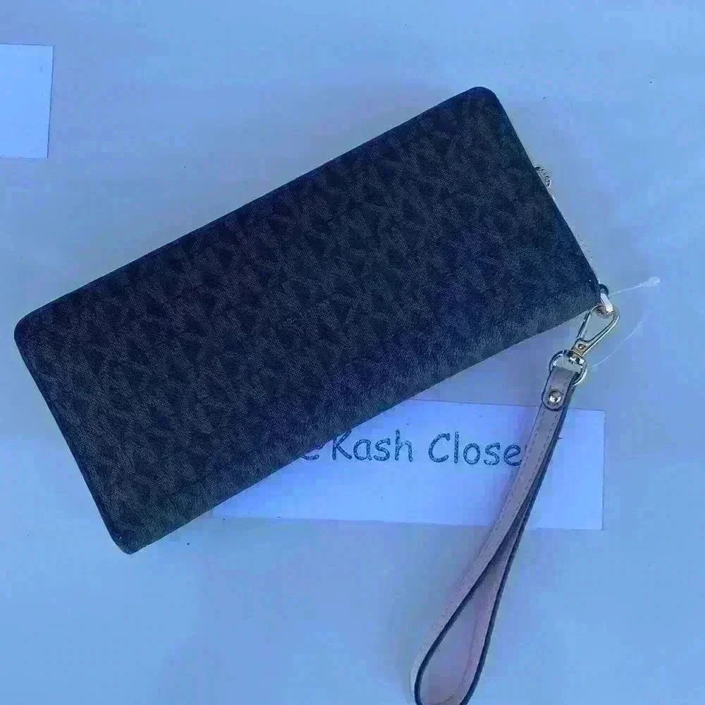 Michael Kors Wristlet Travel Continental Large Wallet MK Logo Powder blush Brown - Picture 6 of 8